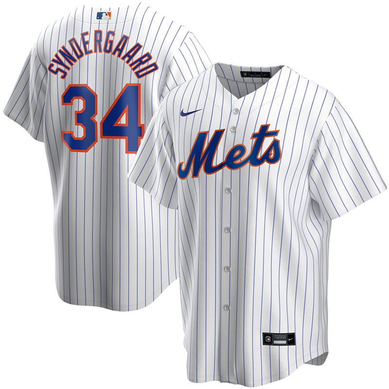 2020 MLB Men New York Mets #34 Noah Syndergaard Nike White Home 2020 Replica Player Jersey 2